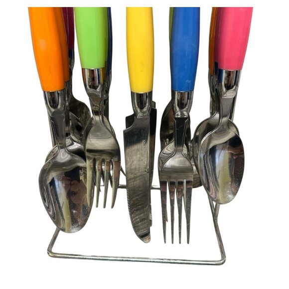 Colorful Cutlery Set with Stand 20 pieces - Picture 3 of 7